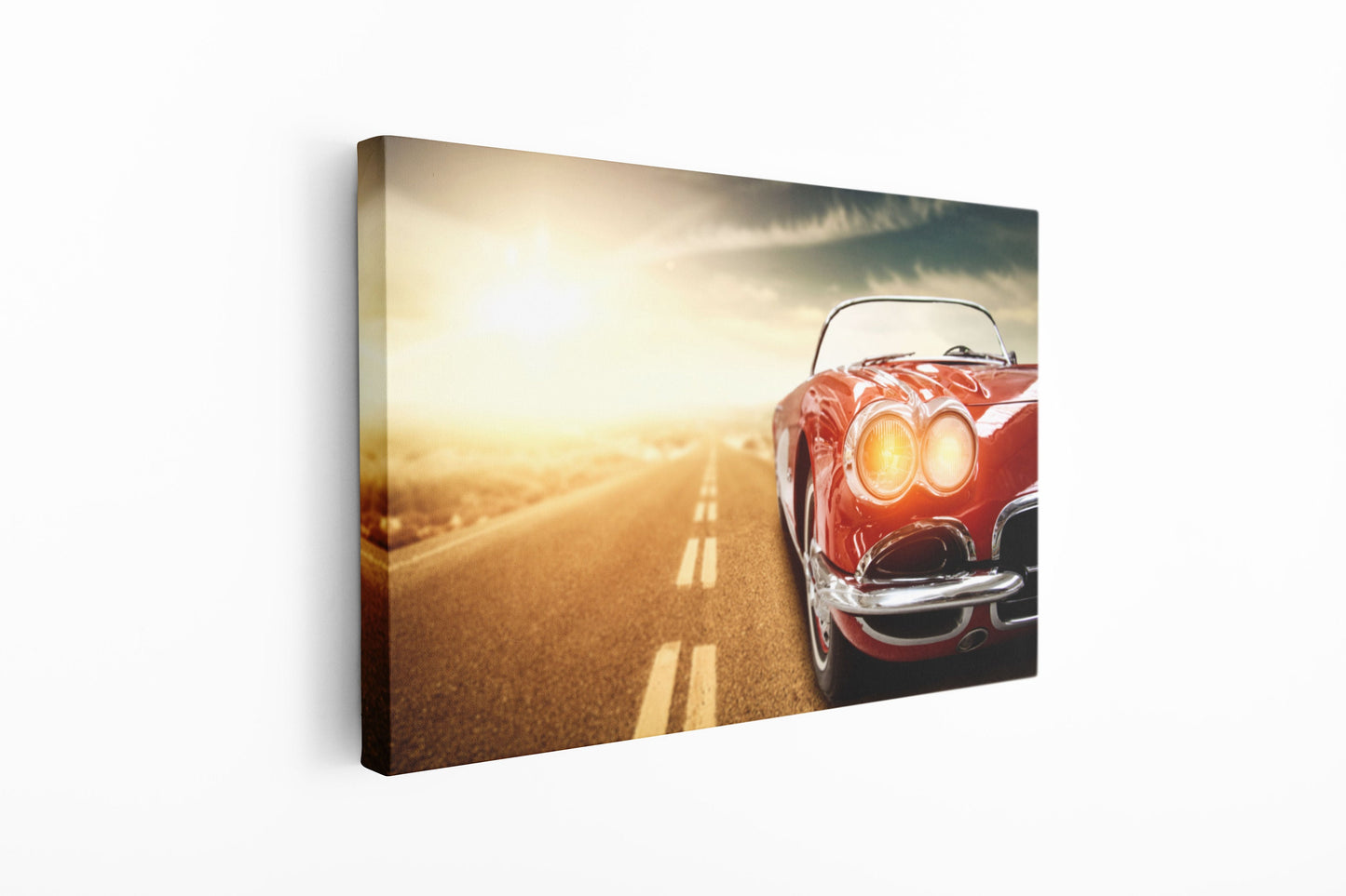 Red Corvette, Large Glass Wall Art