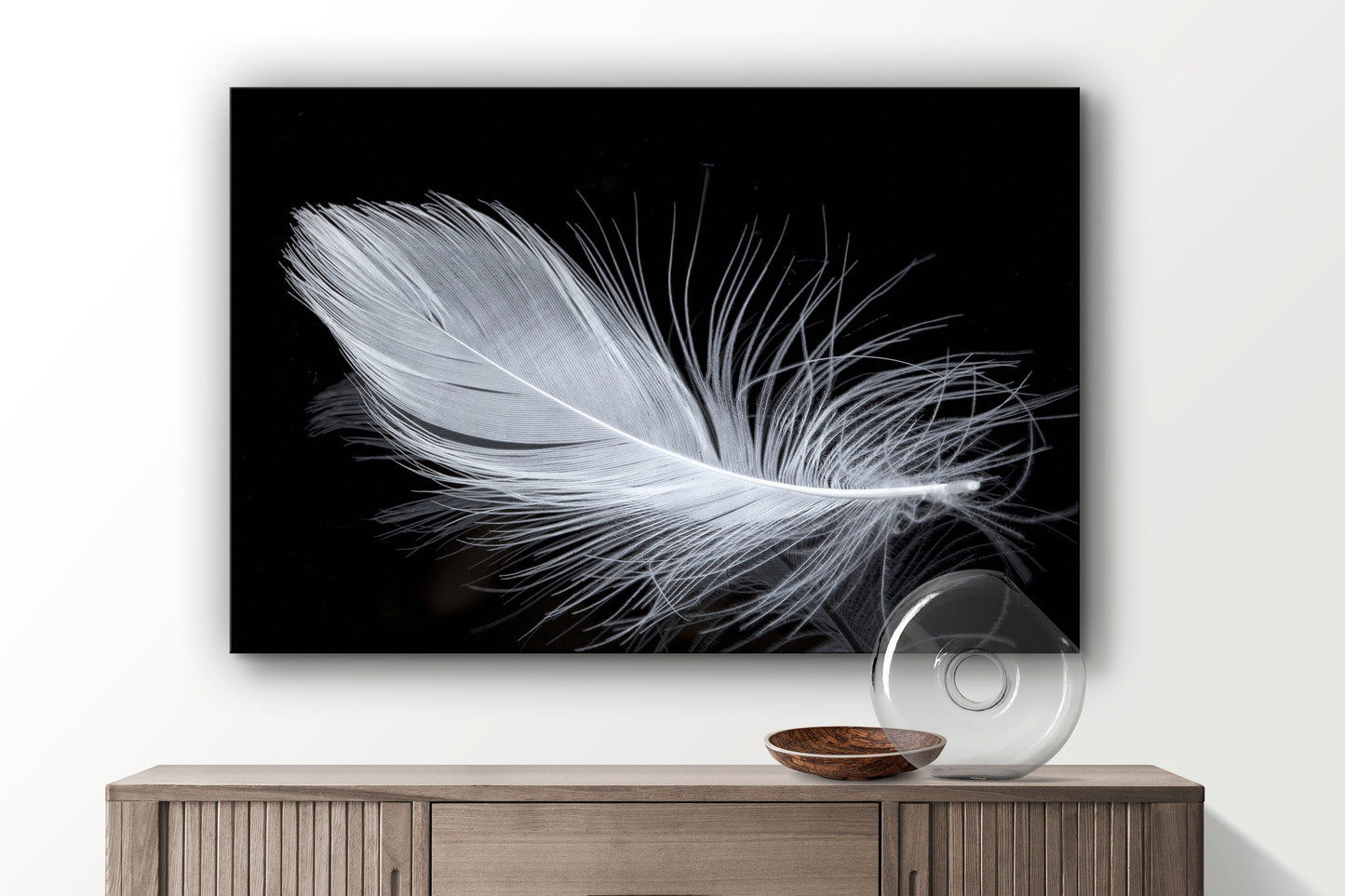 White Plumage, Large Glass Wall Art