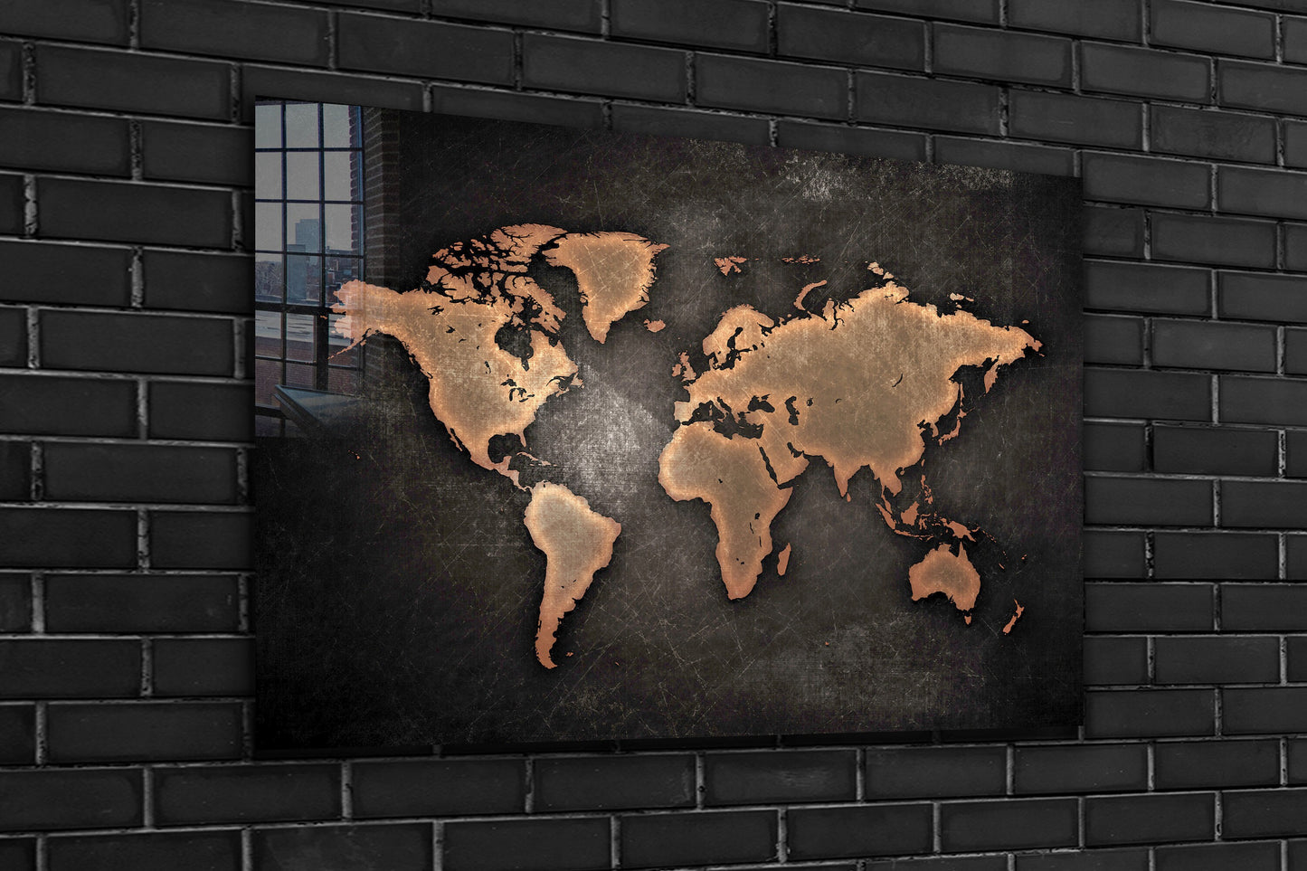 World Map, Large Glass Wall Art