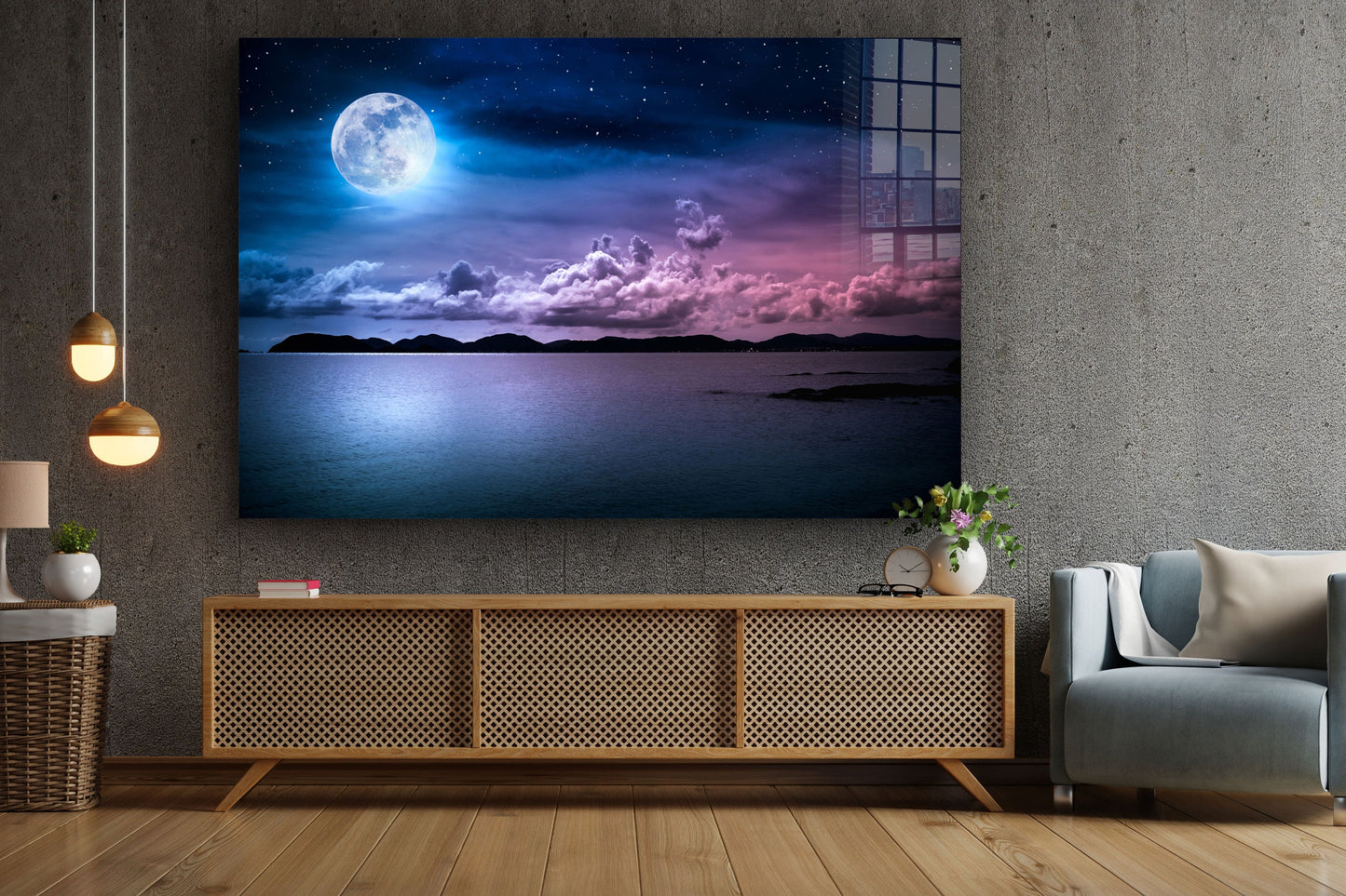 Moon, Large Glass Wall Art