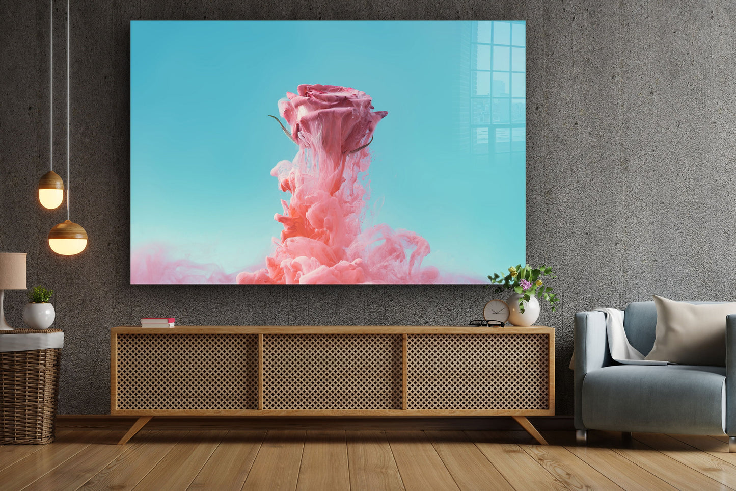 Pink Paint Drop, Large Glass Wall Art