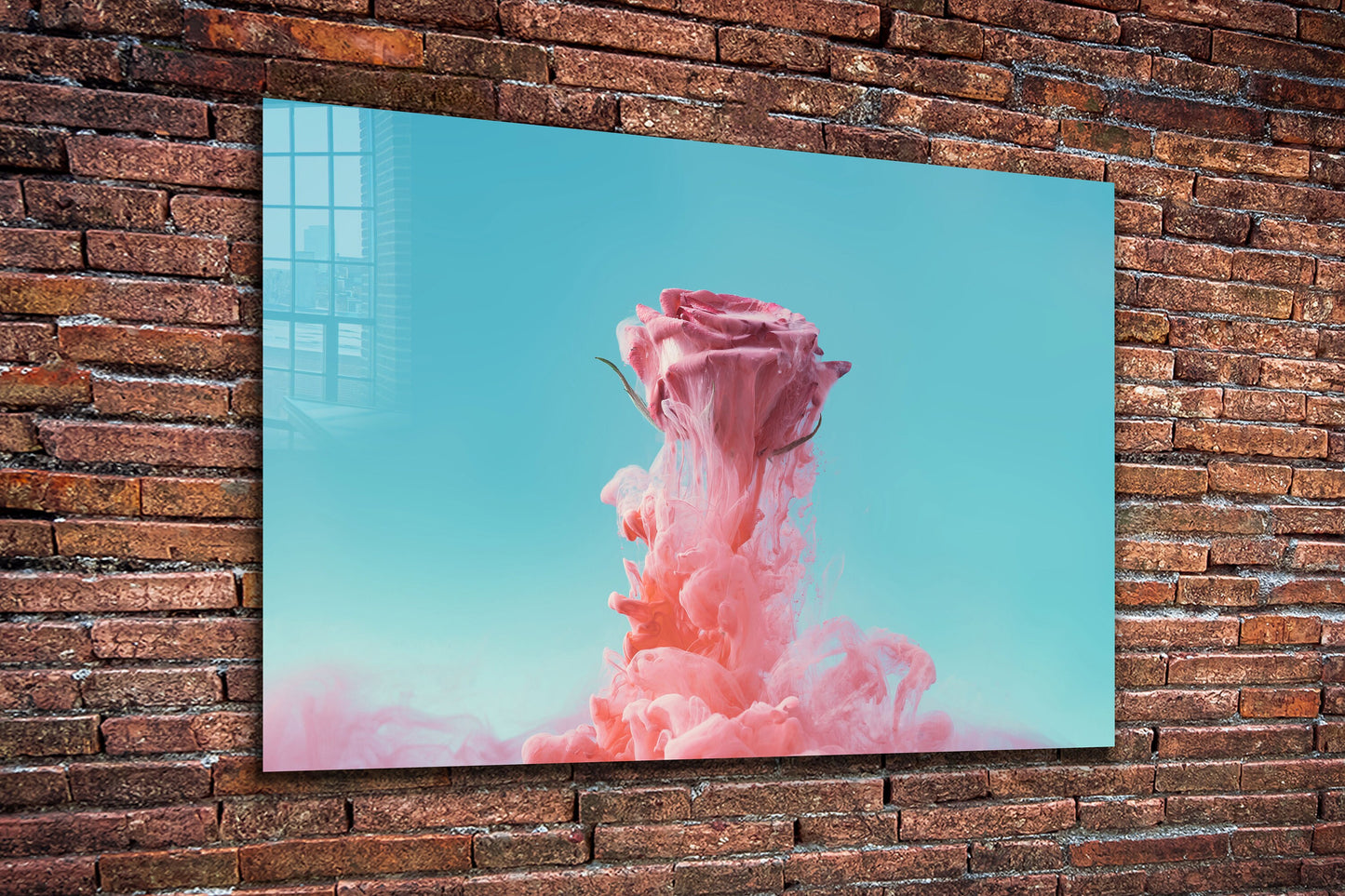 Pink Paint Drop, Large Glass Wall Art