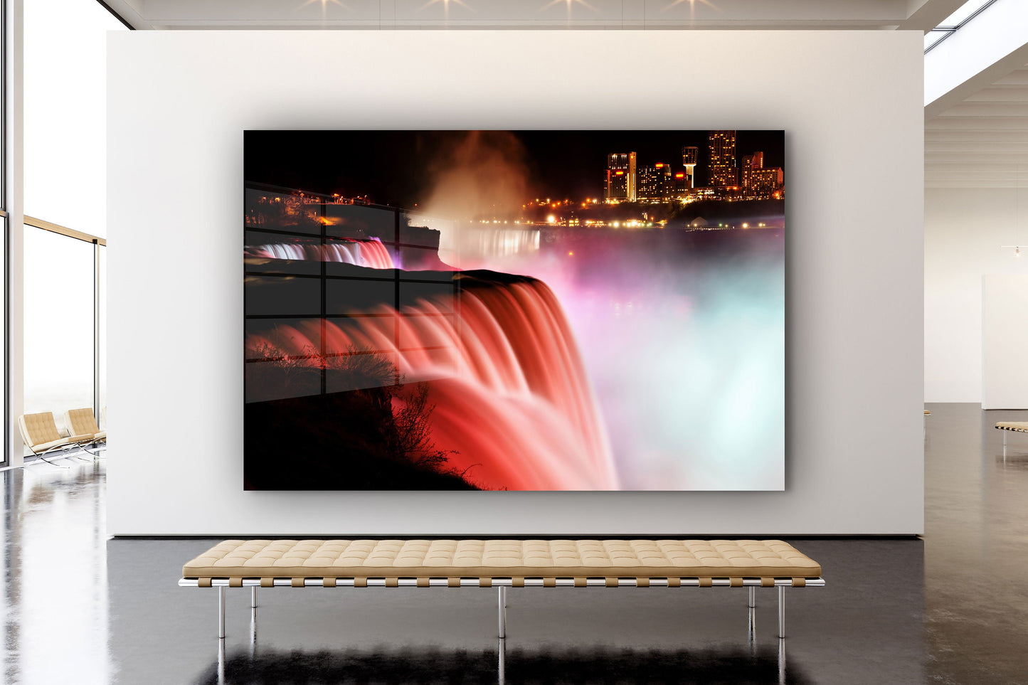 Red Waterfall, Large Glass Wall Art