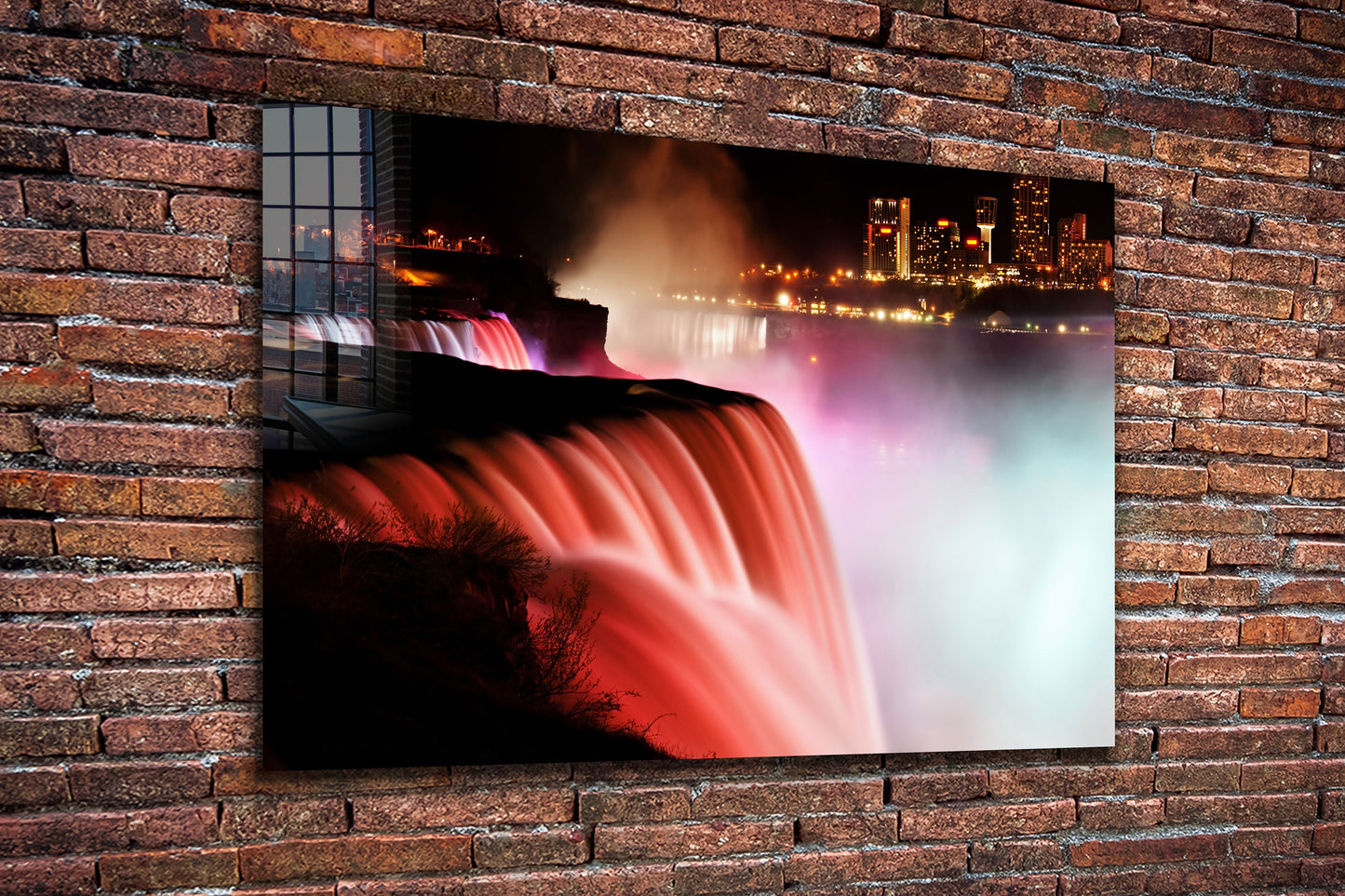 Red Waterfall, Large Glass Wall Art