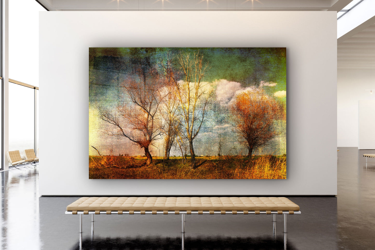 Four Seasons Trees, Large Glass Wall Art