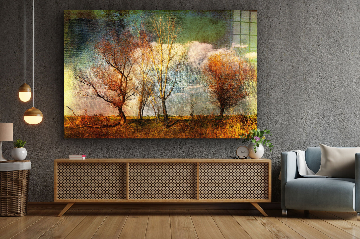 Four Seasons Trees, Large Glass Wall Art