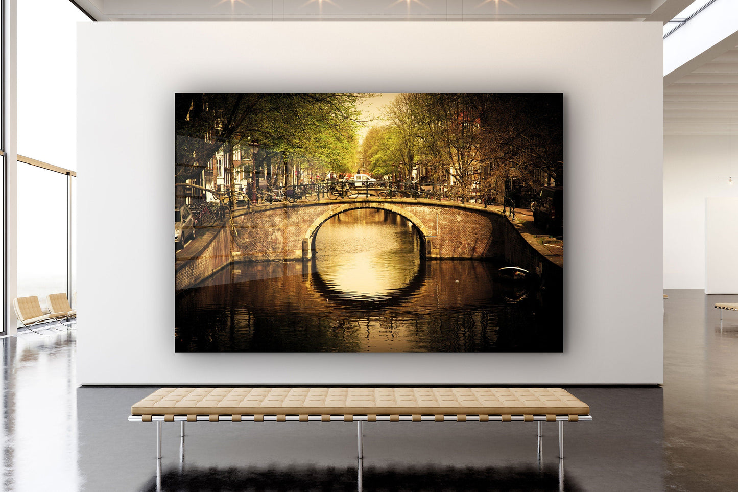 Bridge And Lake View, Large Glass Wall Art