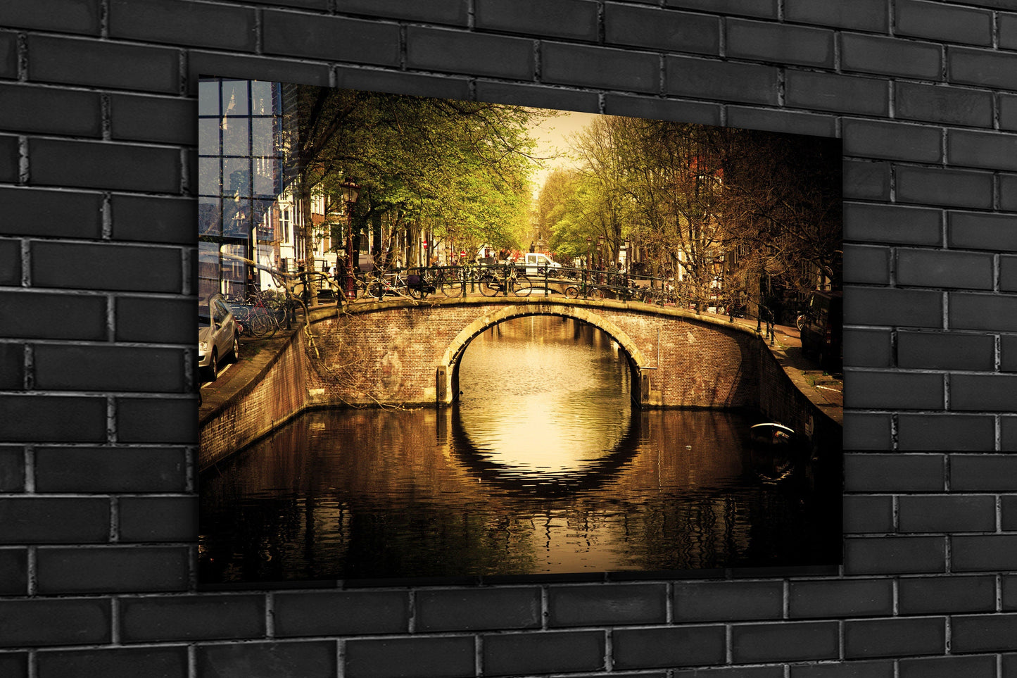Bridge And Lake View, Large Glass Wall Art