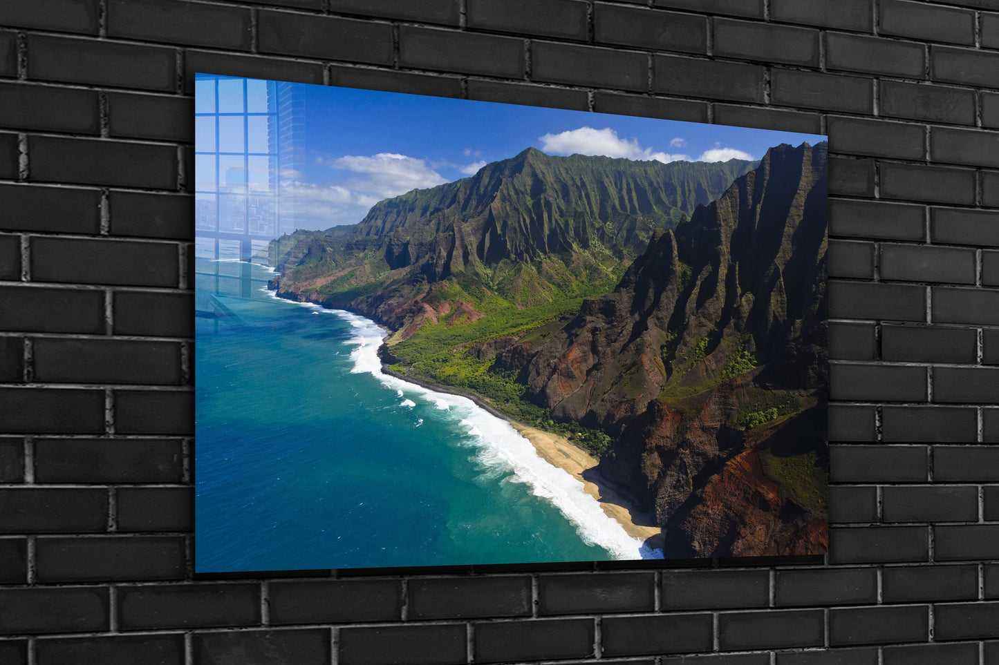 Na Pali Beach, beach prints Large Glass Wall Art