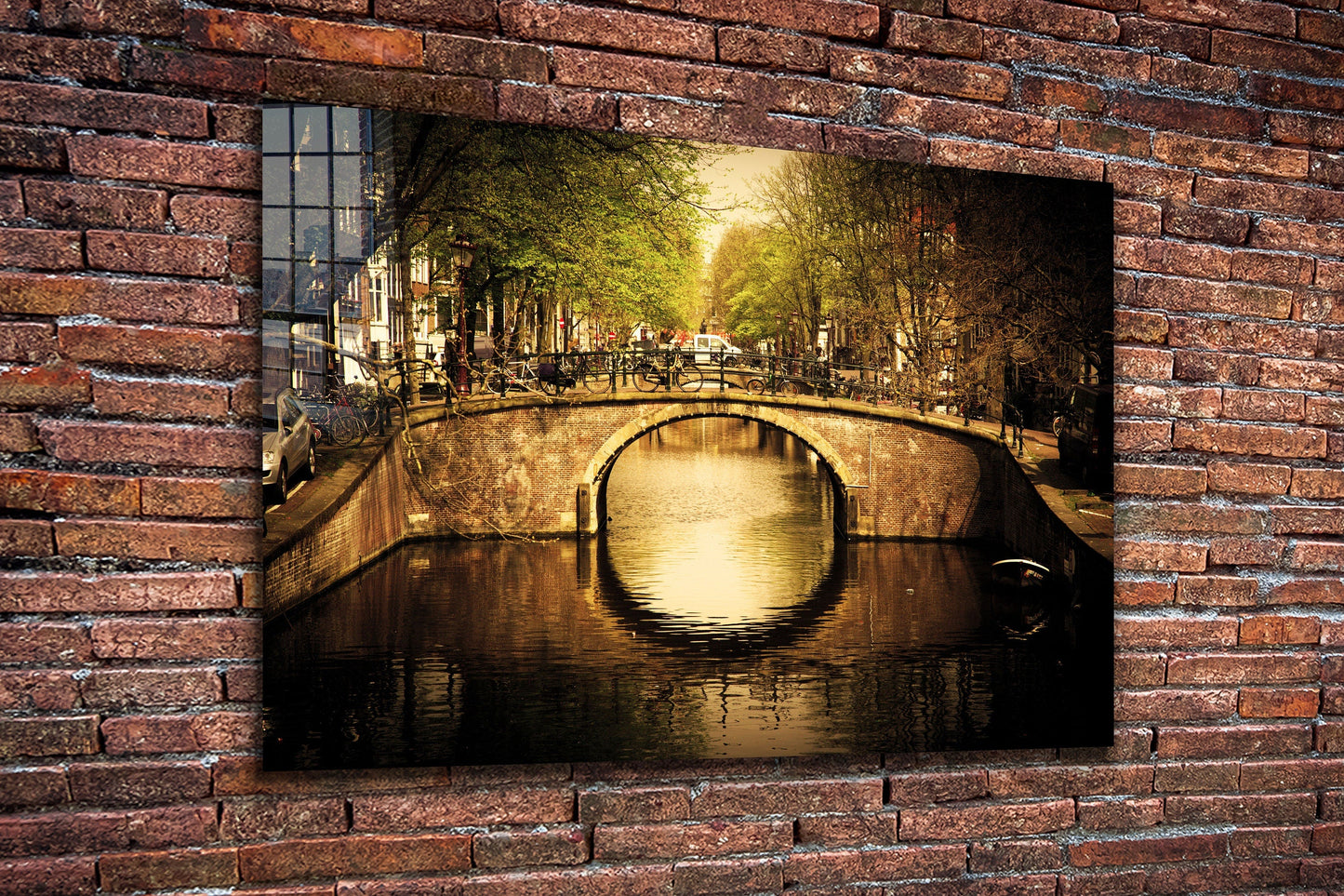 Bridge And Lake View, Large Glass Wall Art
