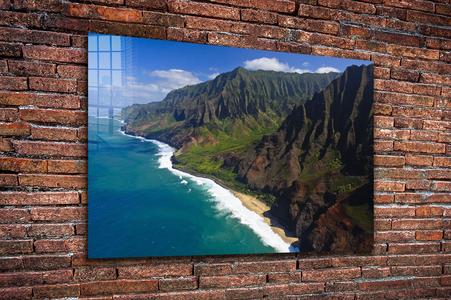 Na Pali Beach, beach prints Large Glass Wall Art