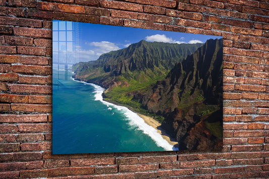 Na Pali Beach, beach prints Large Glass Wall Art