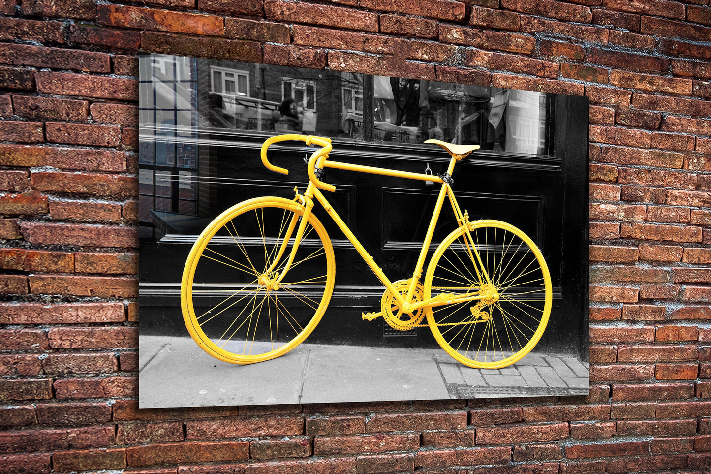 Yellow Bicycle, Large Glass Wall Art