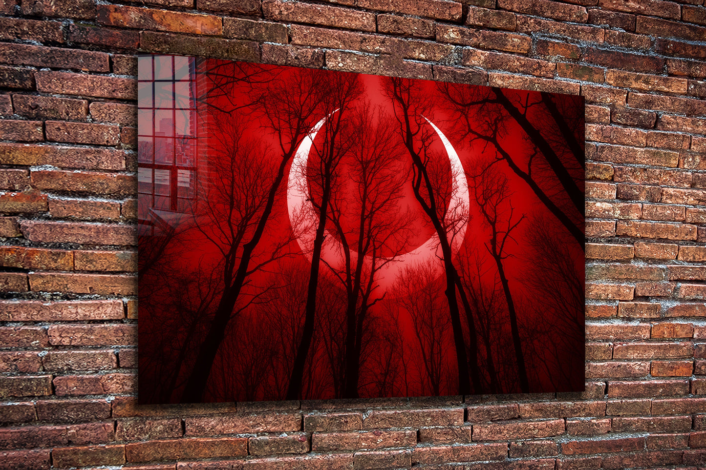 Red Moon, Large Glass Wall Art