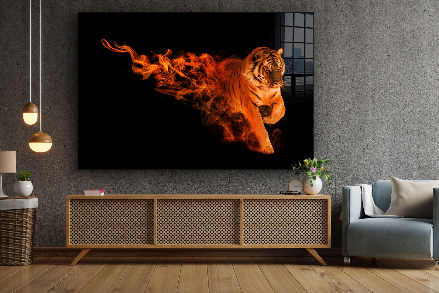 Tiger Abstract, Large Glass Wall Art