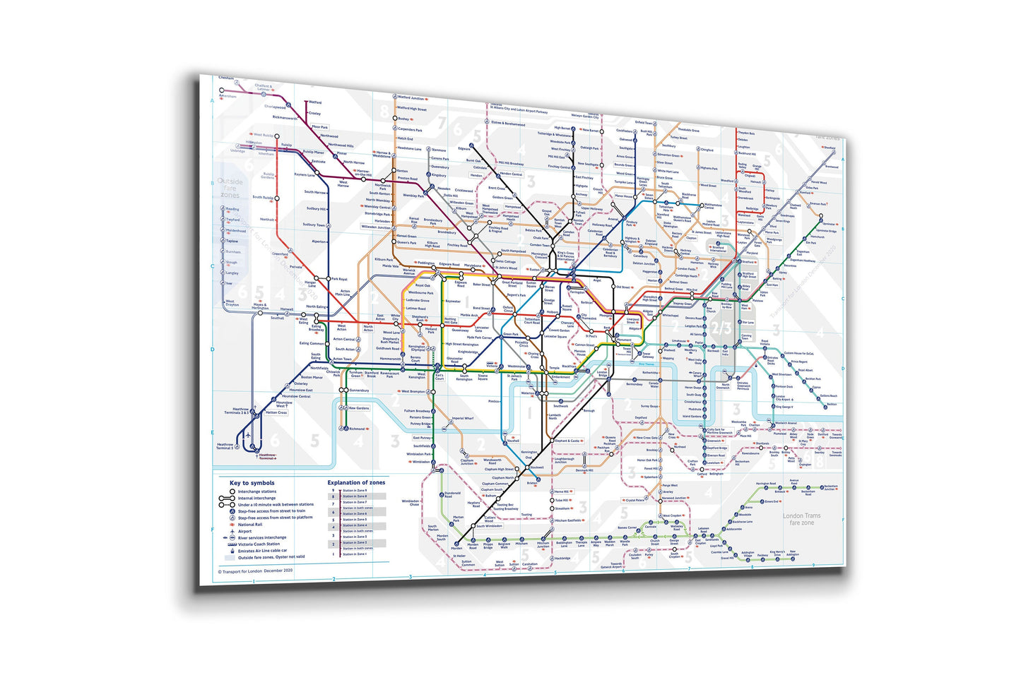 London Underground, Large Glass Wall Art