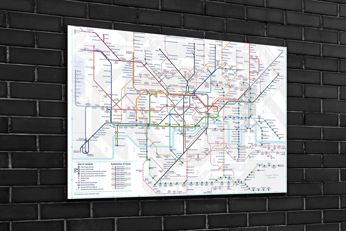 London Underground, Large Glass Wall Art