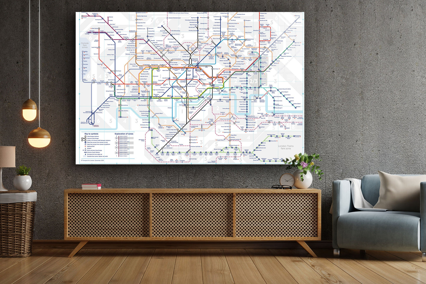 London Underground, Large Glass Wall Art