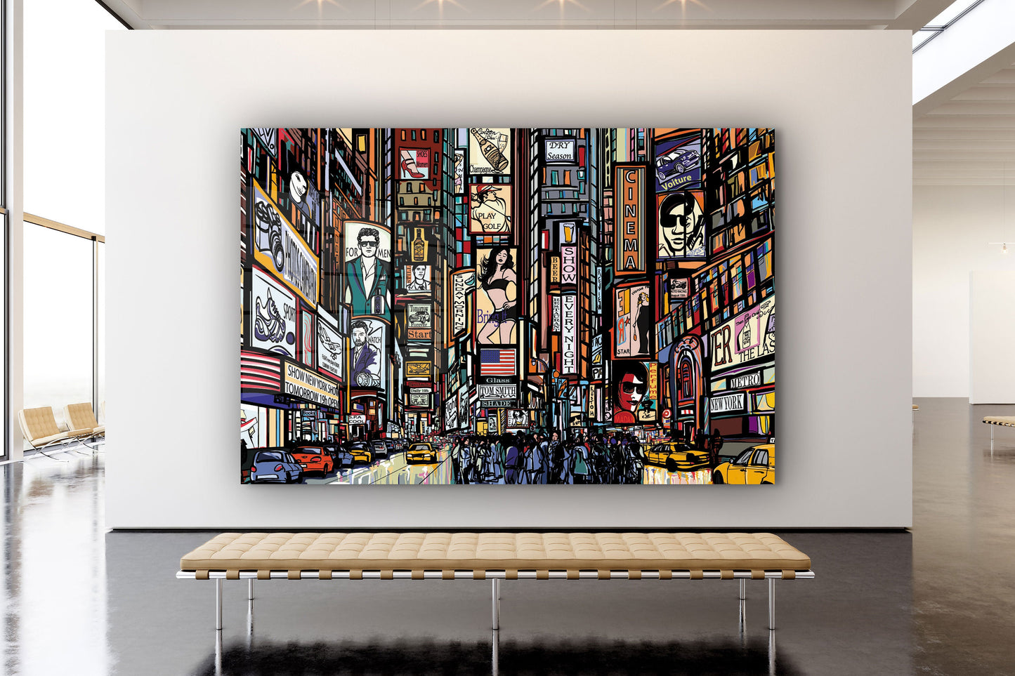 Times Square Art, Large Glass Wall Art