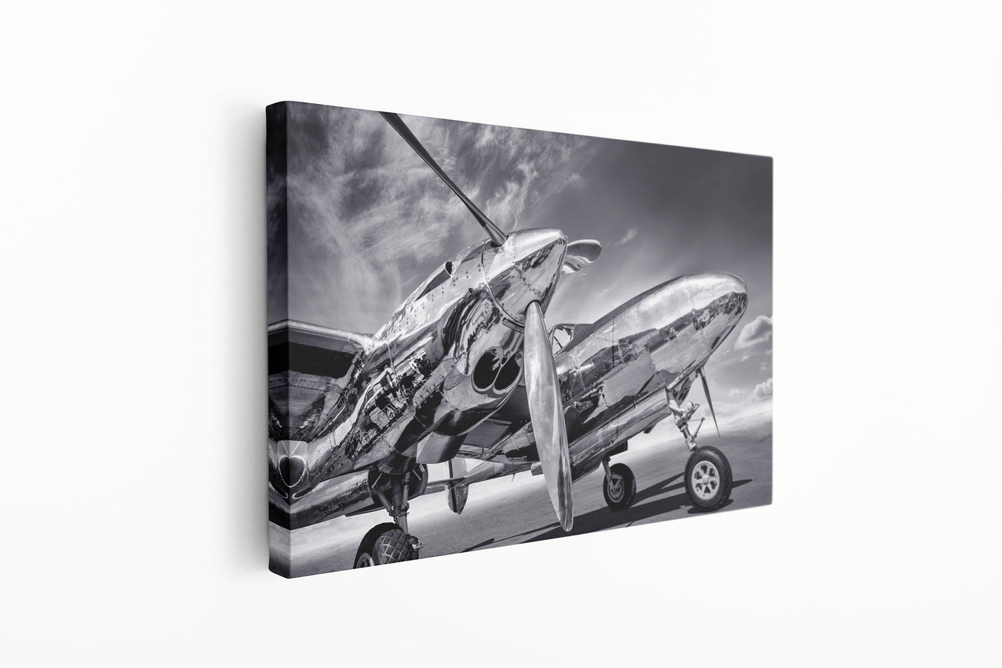 Plane Black and White, Large Glass Wall Art