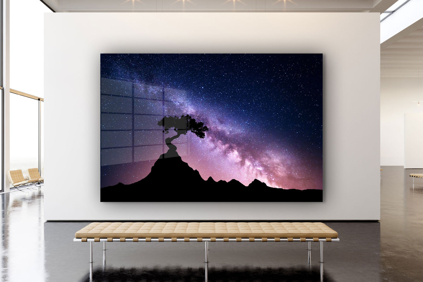 Tree In Milky Way, Large Glass Wall Art