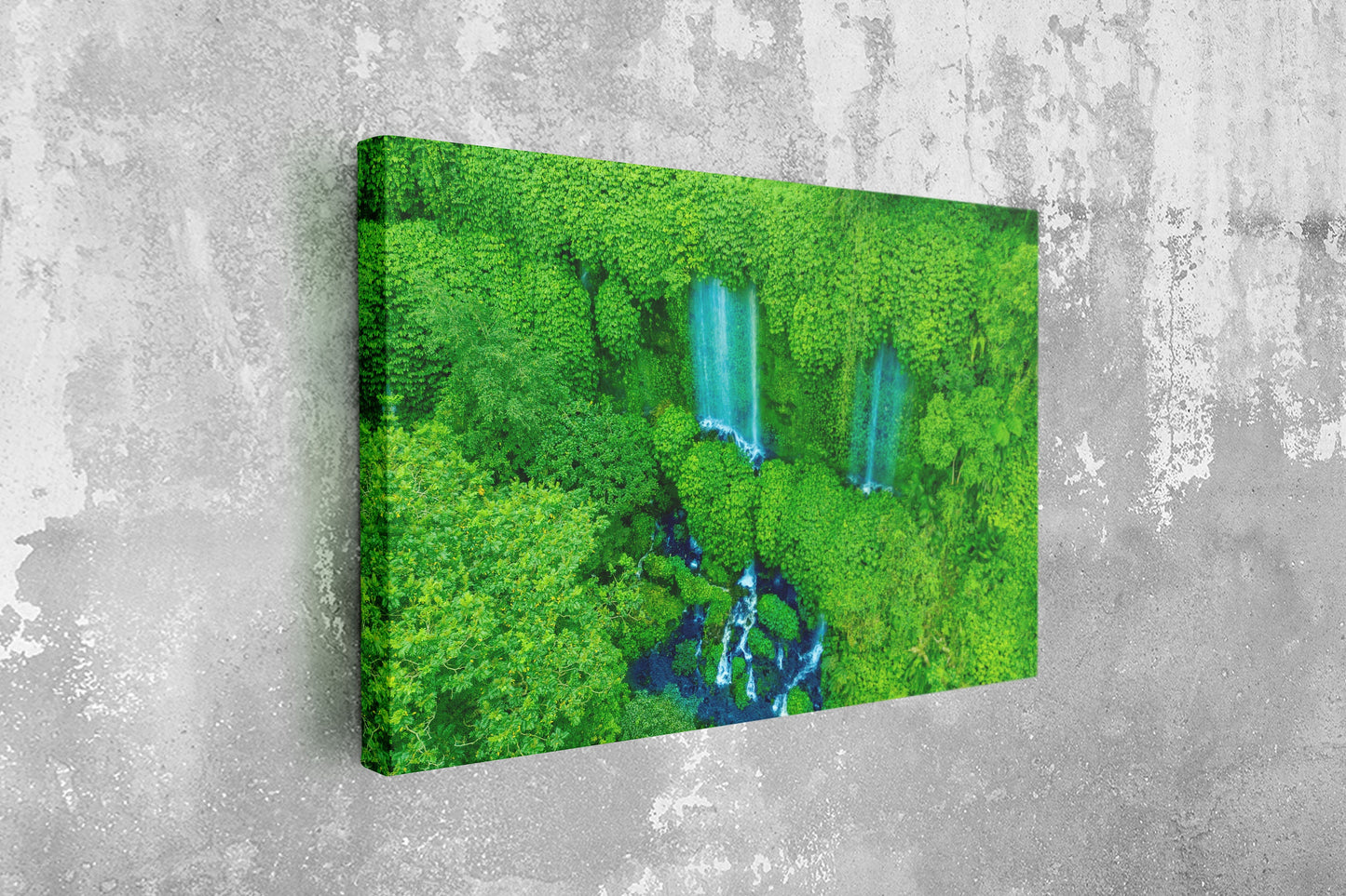 Waterfall in Forest, Large Glass Wall Art