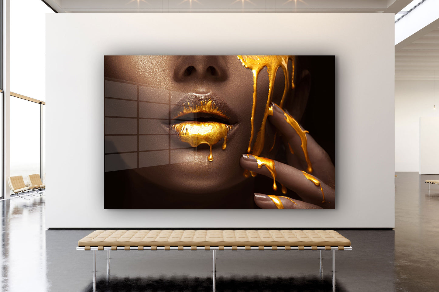 Golden Woman, Large Glass Wall Art