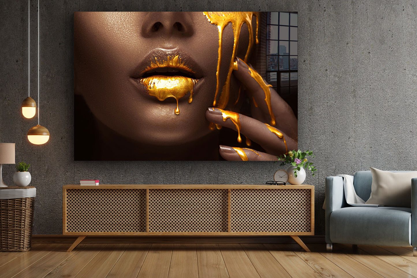 Golden Woman, Large Glass Wall Art