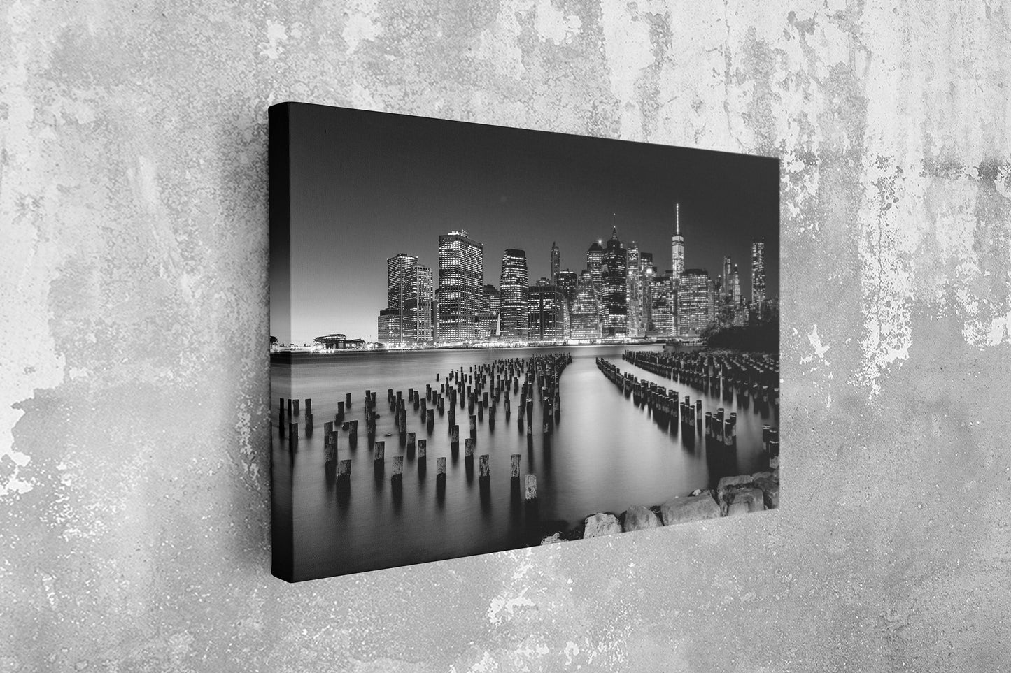 New York by Night, Large Glass Wall Art