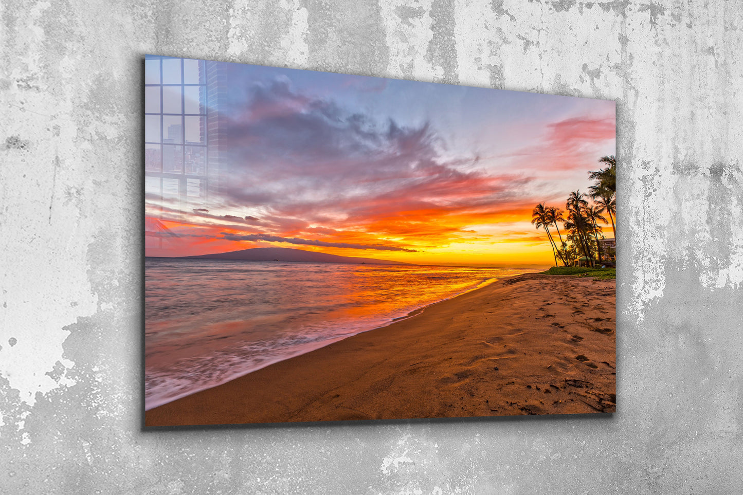 Sunset Beach, Large Glass Wall Art
