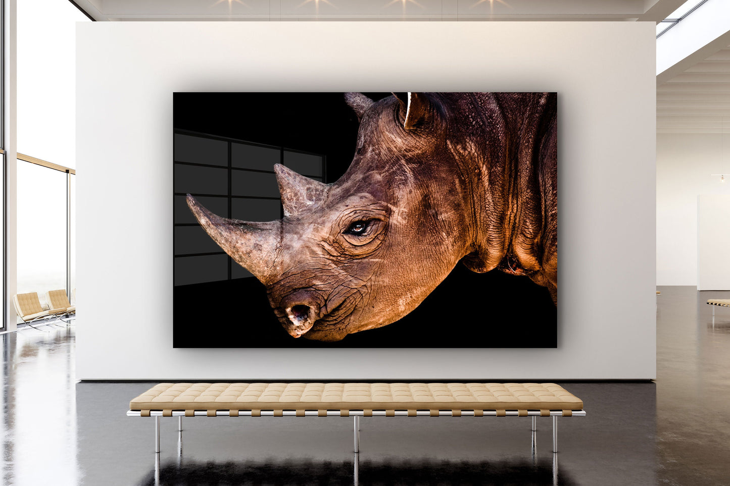 Rhino, Large Glass Wall Art