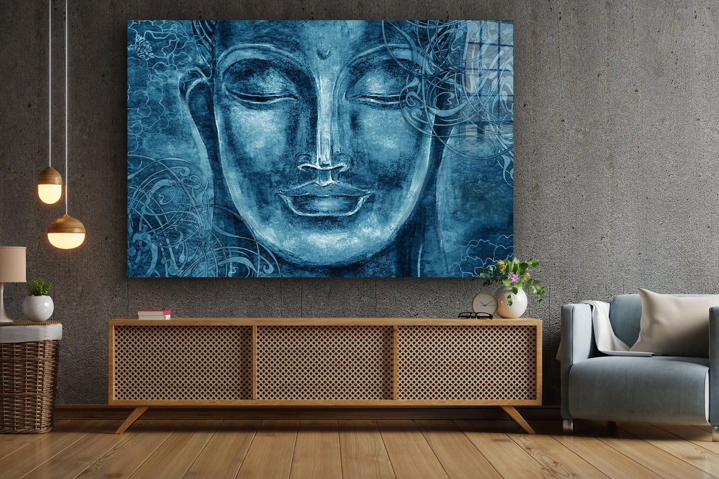 Buddha Abstract, Large Glass Wall Art