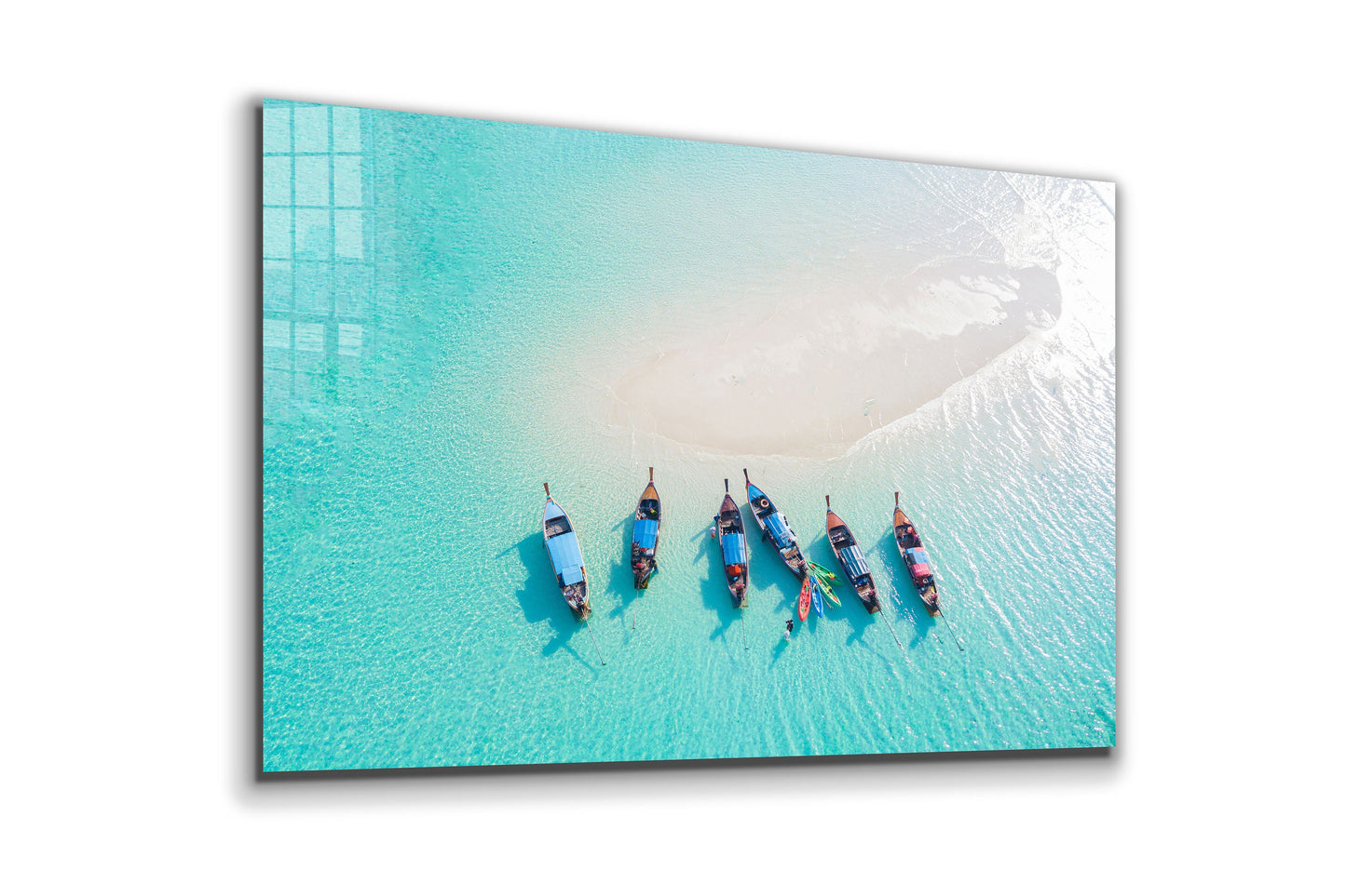 Canoes From Above, Large Glass Wall Art