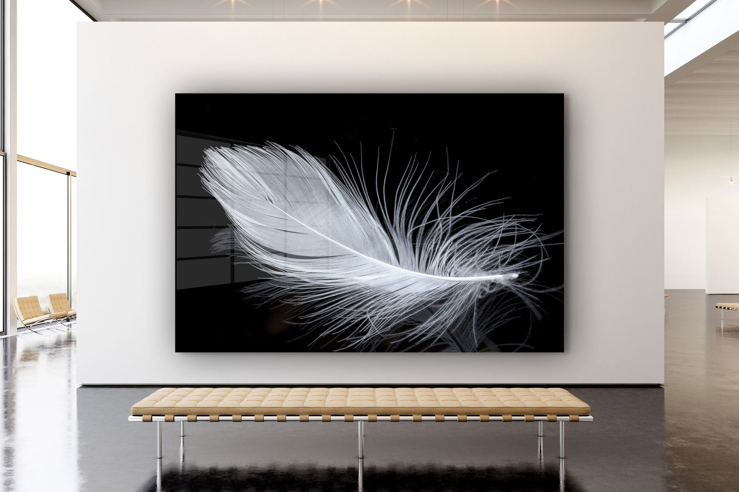 White Plumage, Large Glass Wall Art