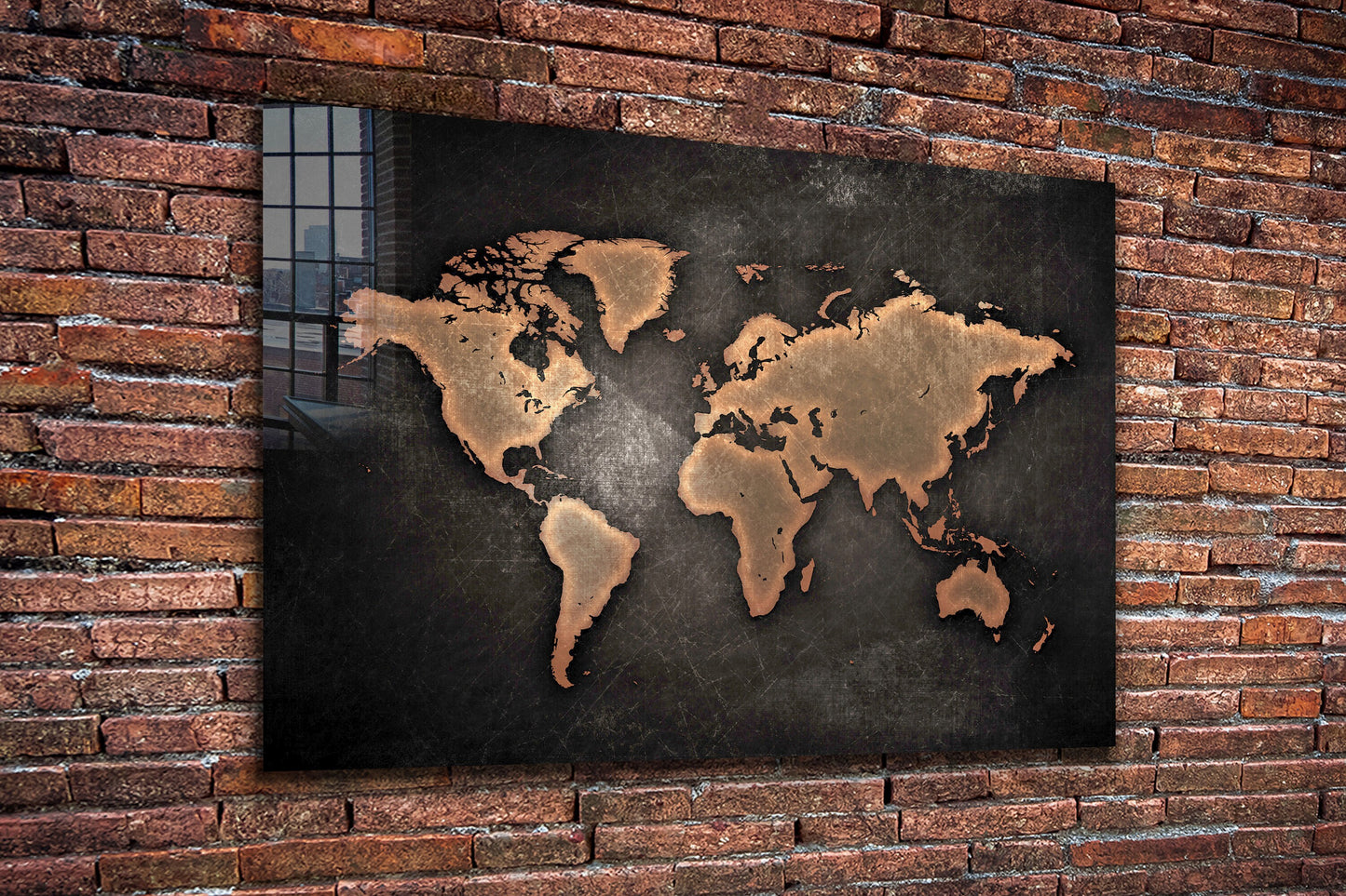 World Map, Large Glass Wall Art