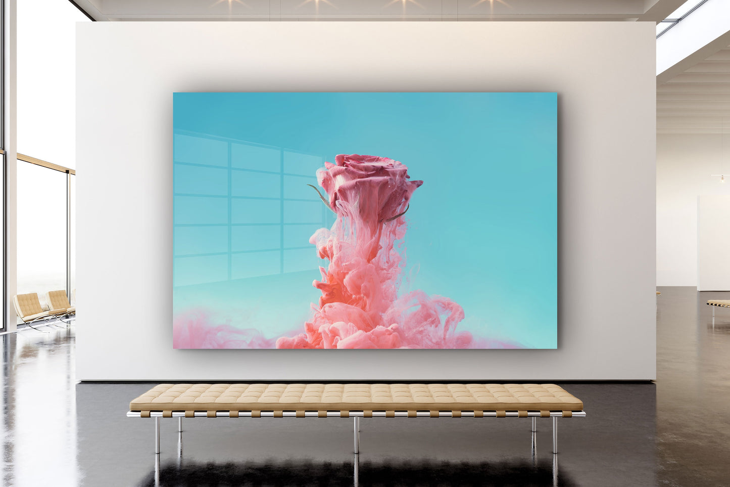 Pink Paint Drop, Large Glass Wall Art