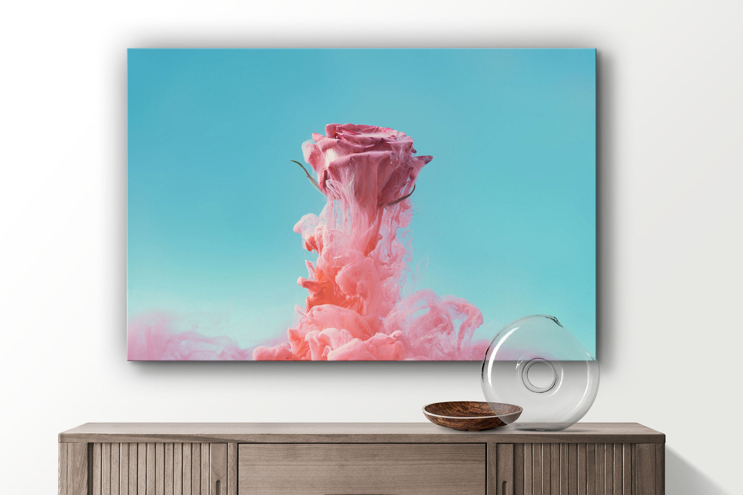 Pink Paint Drop, Large Glass Wall Art