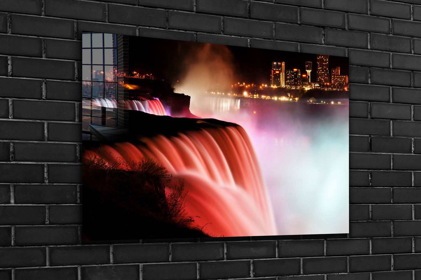 Red Waterfall, Large Glass Wall Art