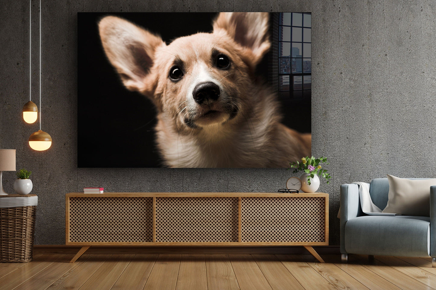 Cute Dog, Large Glass Wall Art