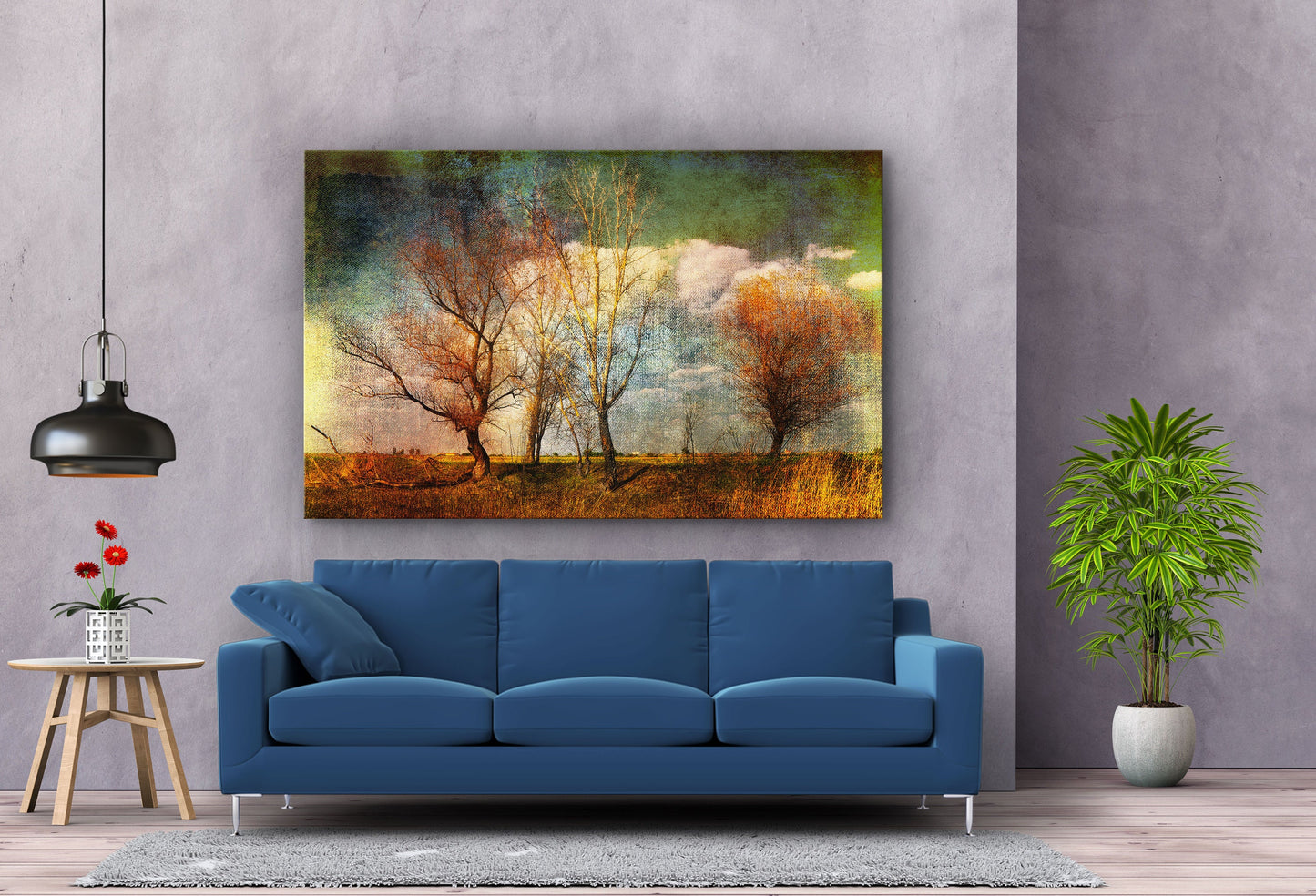 Four Seasons Trees, Large Glass Wall Art