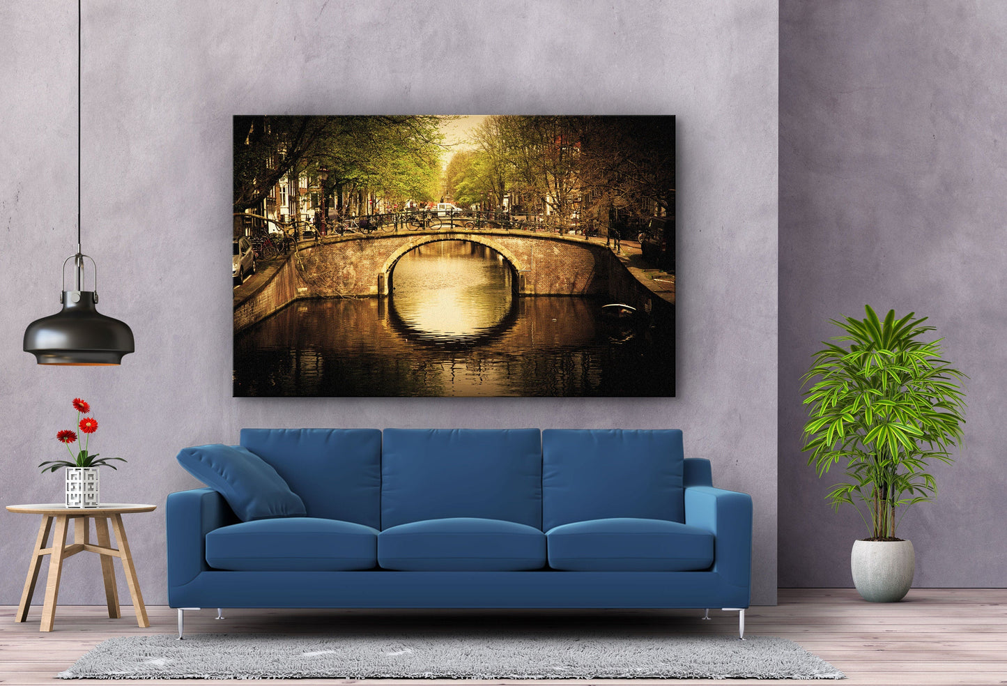 Bridge And Lake View, Large Glass Wall Art