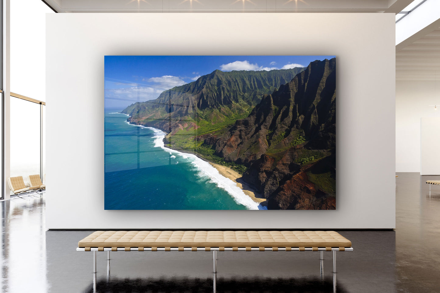 Na Pali Beach, beach prints Large Glass Wall Art