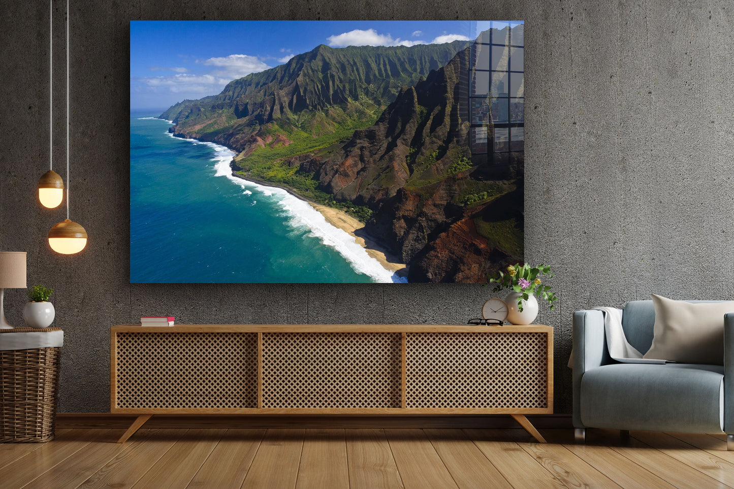 Na Pali Beach, beach prints Large Glass Wall Art