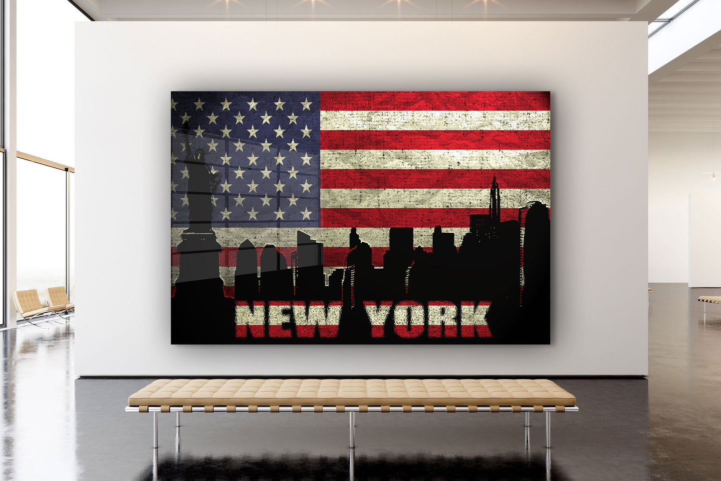 US Flag, Large Glass Wall Art