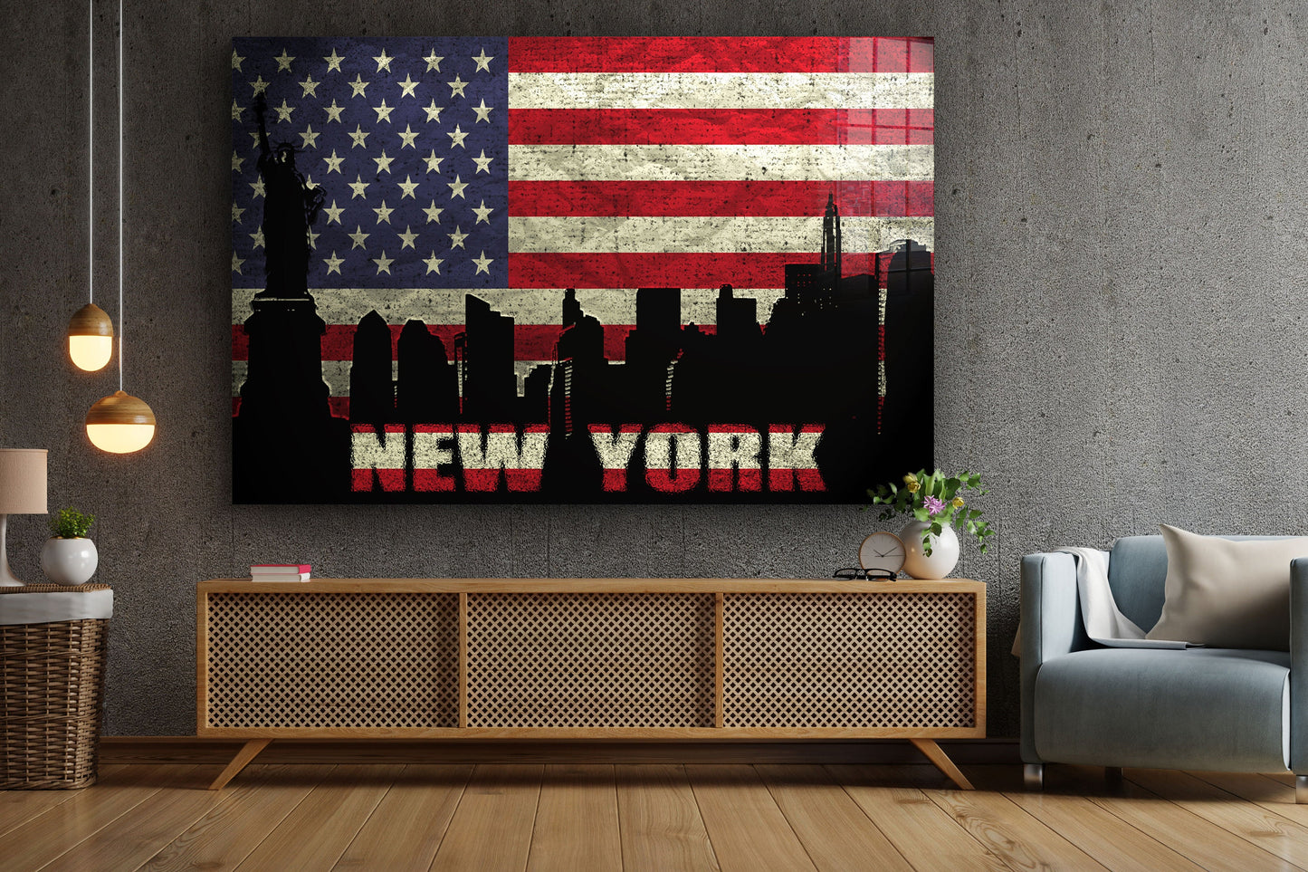 US Flag, Large Glass Wall Art