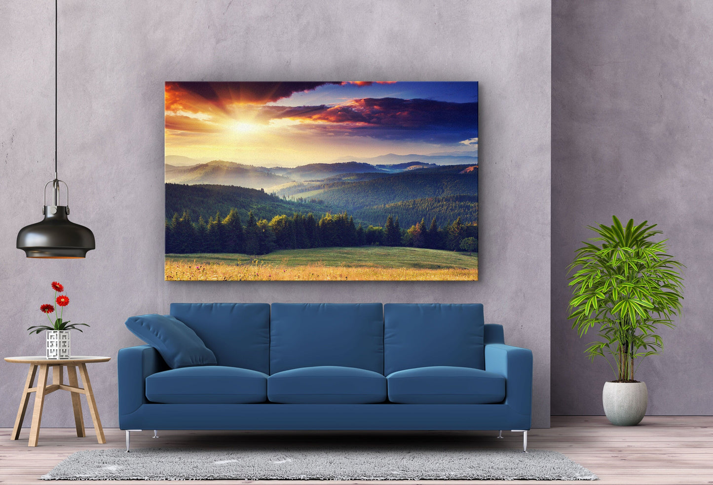 Mountain and Trees, Large Glass Wall Art