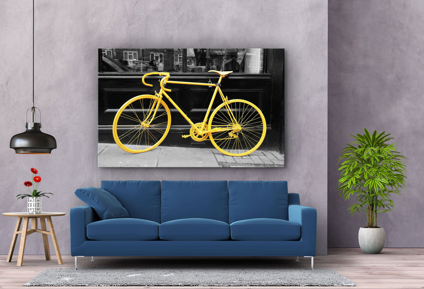 Yellow Bicycle, Large Glass Wall Art