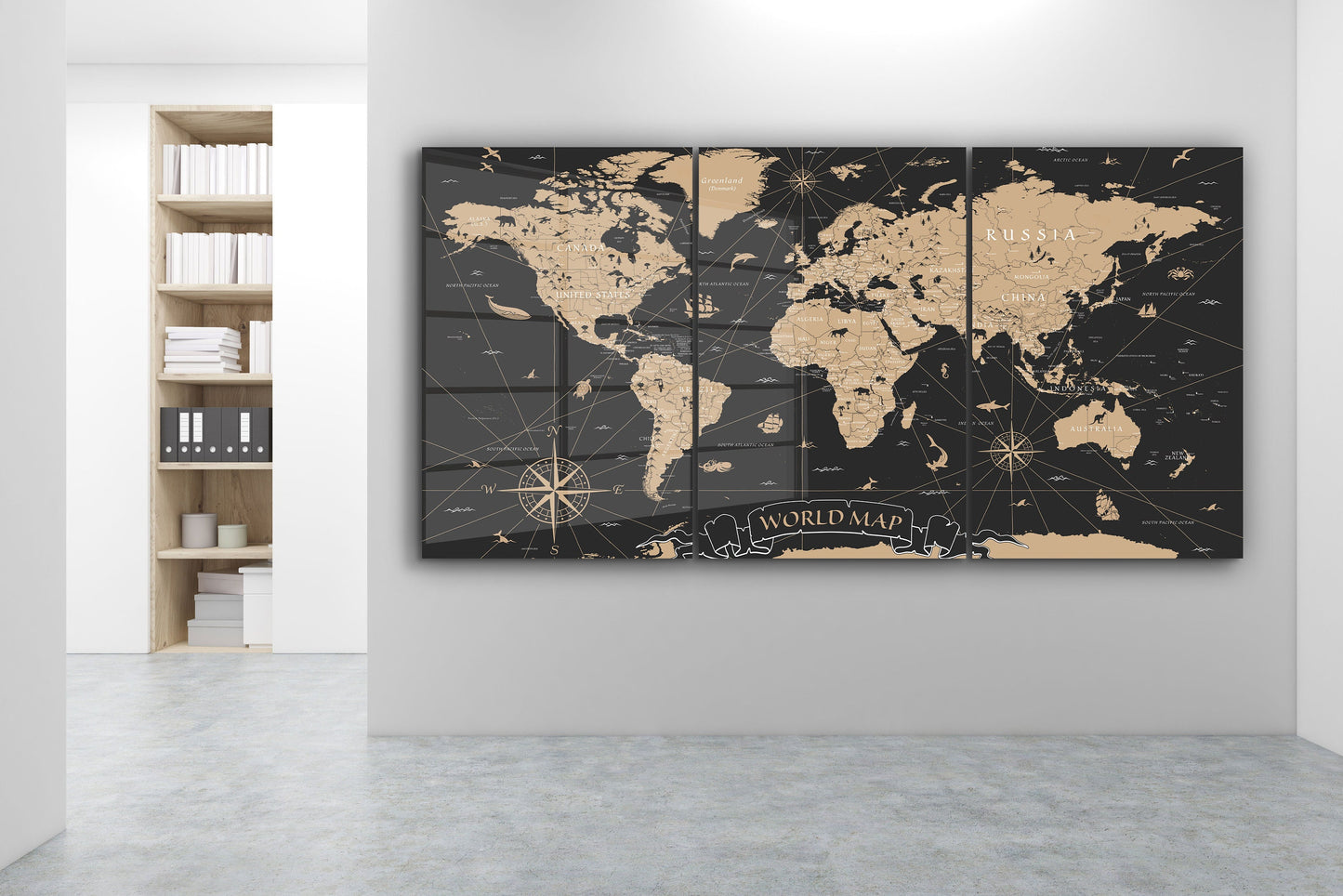 Extra Large World Map, Extra Large Glass Wall Art