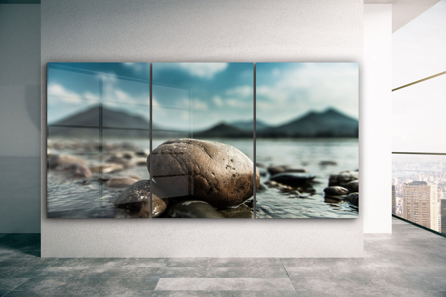 Rocky Beach, Large Glass Wall Art