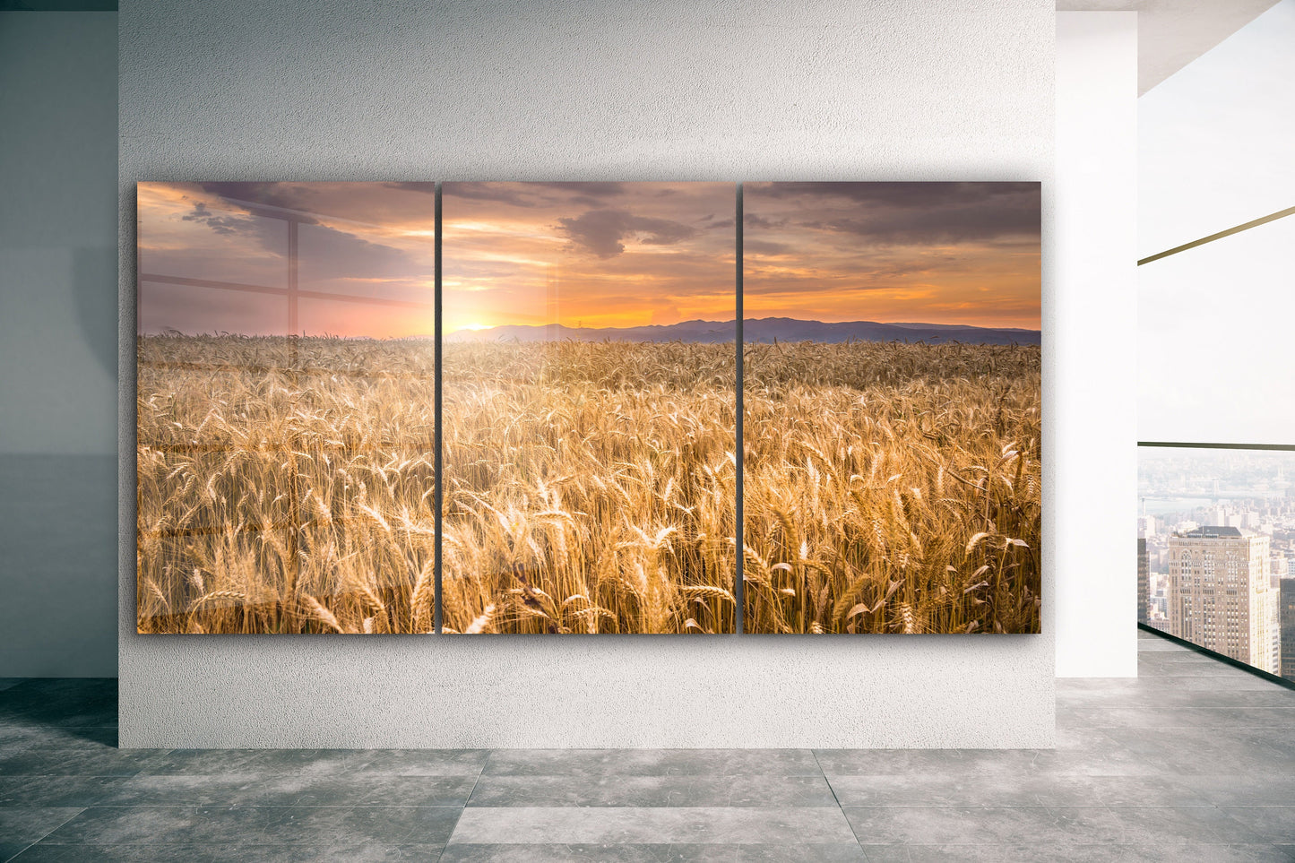Farmland Sunset, Large Glass Wall Art
